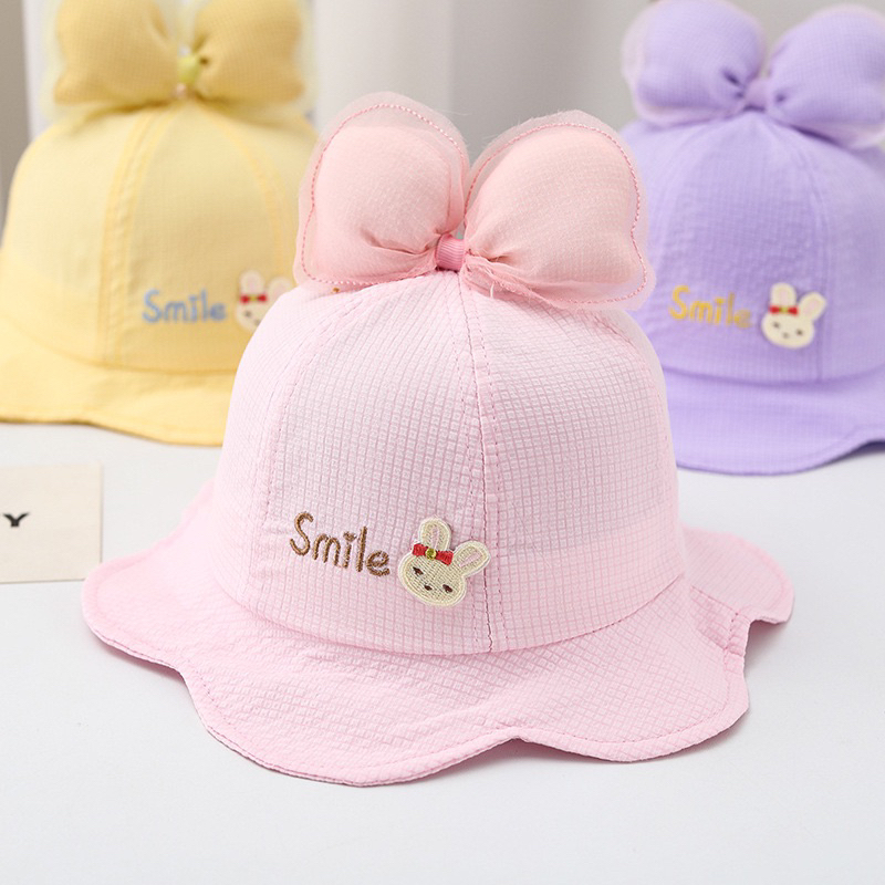 5-18 bulan Topi Bucket Anak Bayi Balita Model Import Model SMILE RABBIT Hat