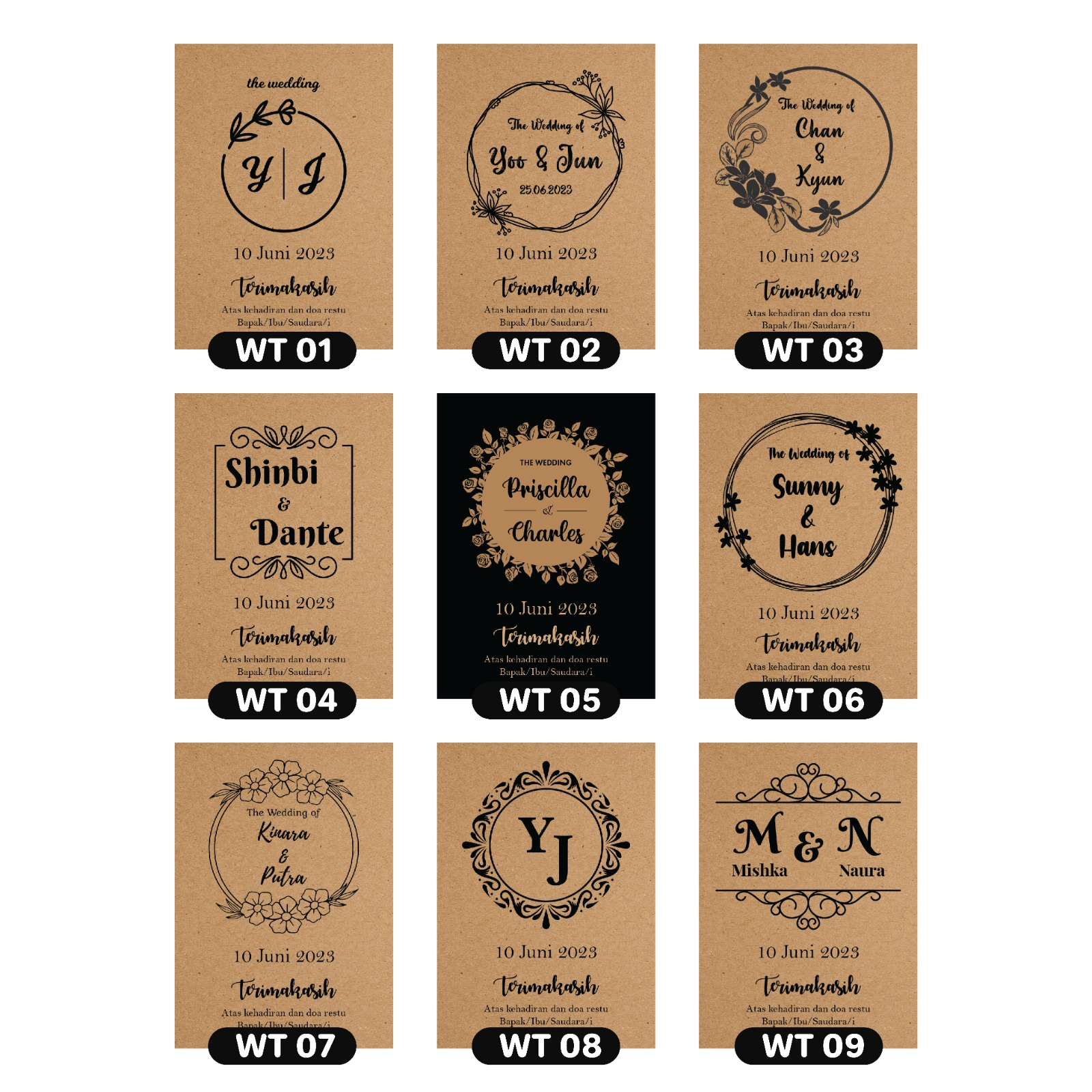 

Label Kupon Souvenir Pernikahan Custom 2 Sisi Kraft Paper 275 Gram Hang Tag Wedding Card Kartu Ucapan Terima Kasih Free Design