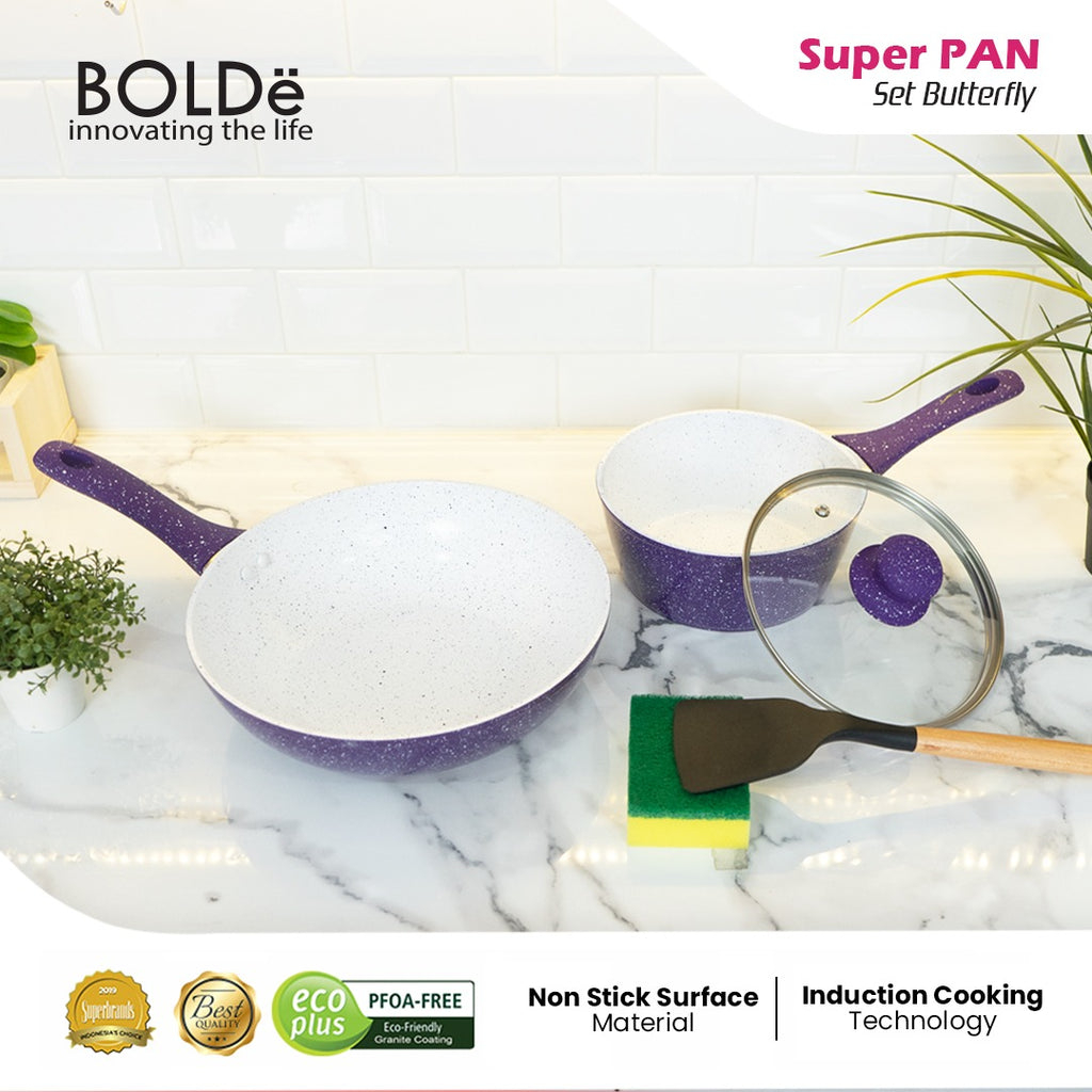 BOLDE SUPER PAN KRAMIK GRANITE SET PURPLE 5 PCS