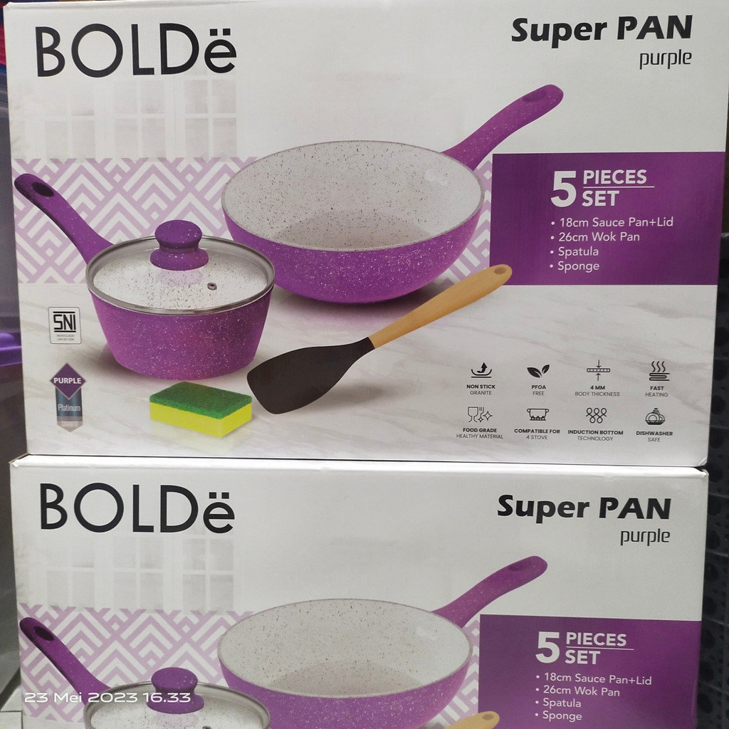 BOLDE SUPER PAN KRAMIK GRANITE SET PURPLE 5 PCS