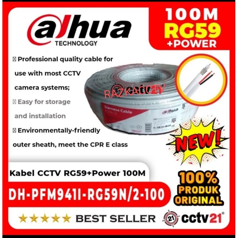 Kabel cctv RG59+Power@100mtr merk Dahua
