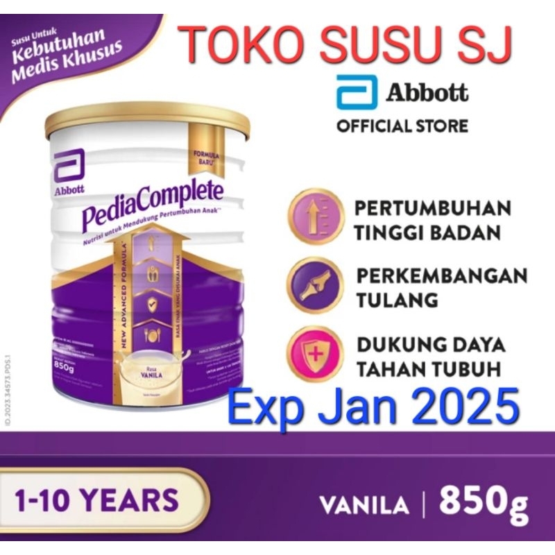 PEDIASURE COMPLETE VANILA 850 GRAM/ 850GR/VANILLA/PEDIA COMPLETE/PEDIACOMPLETE/KOMPLIT