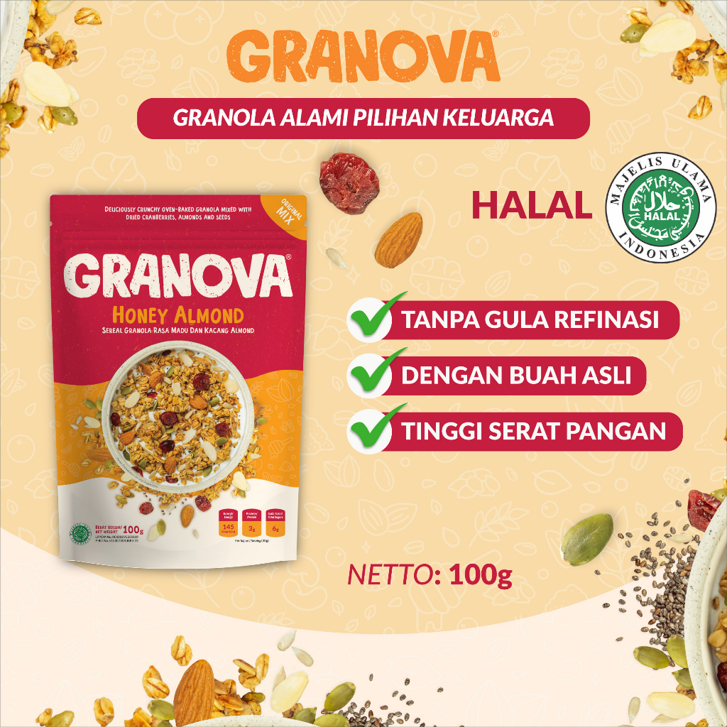 Granova Sereal Granola, Menu Sarapan Sehat Bergizi (tersedia Varian Rasa dan Ukuran)