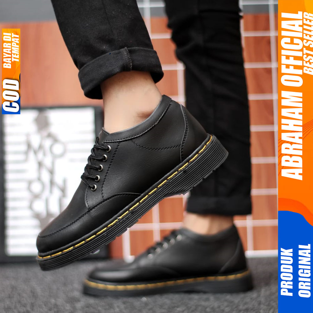 Sepatu Formal Pantofel Pria Docmart Casual Kulit Pu Hitam Kerja Pria