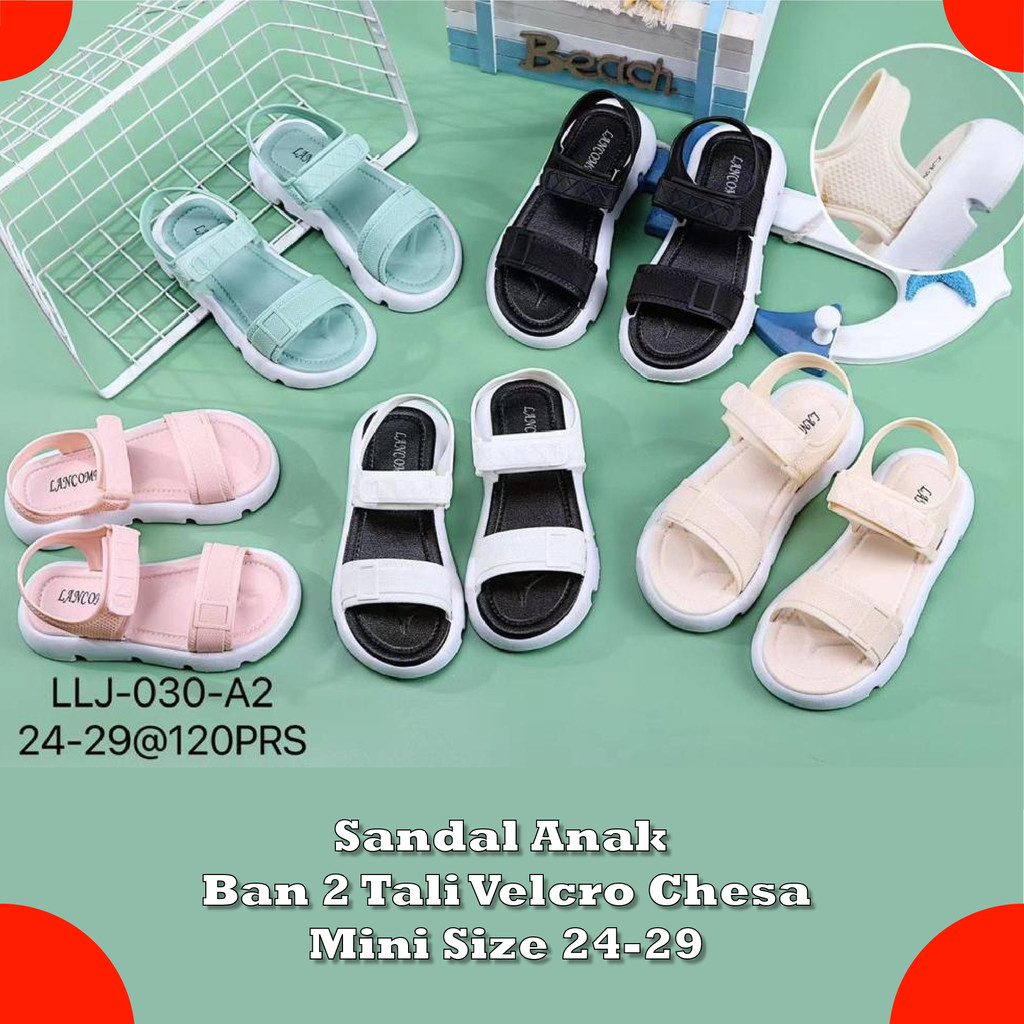 Sandal Anak Perempuan Ban 2 Tali Velcro Chesa Mini Size 24-29 Winola Collection WNL 030-A2