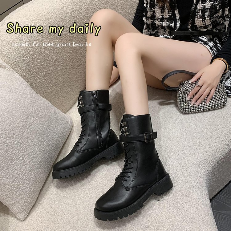 ✅PINKEY P237 SEPATU BOOTS IMPORT WANITA SEPATU MARTIN TINGGI SEBETIS BLACK BOOT FASHION