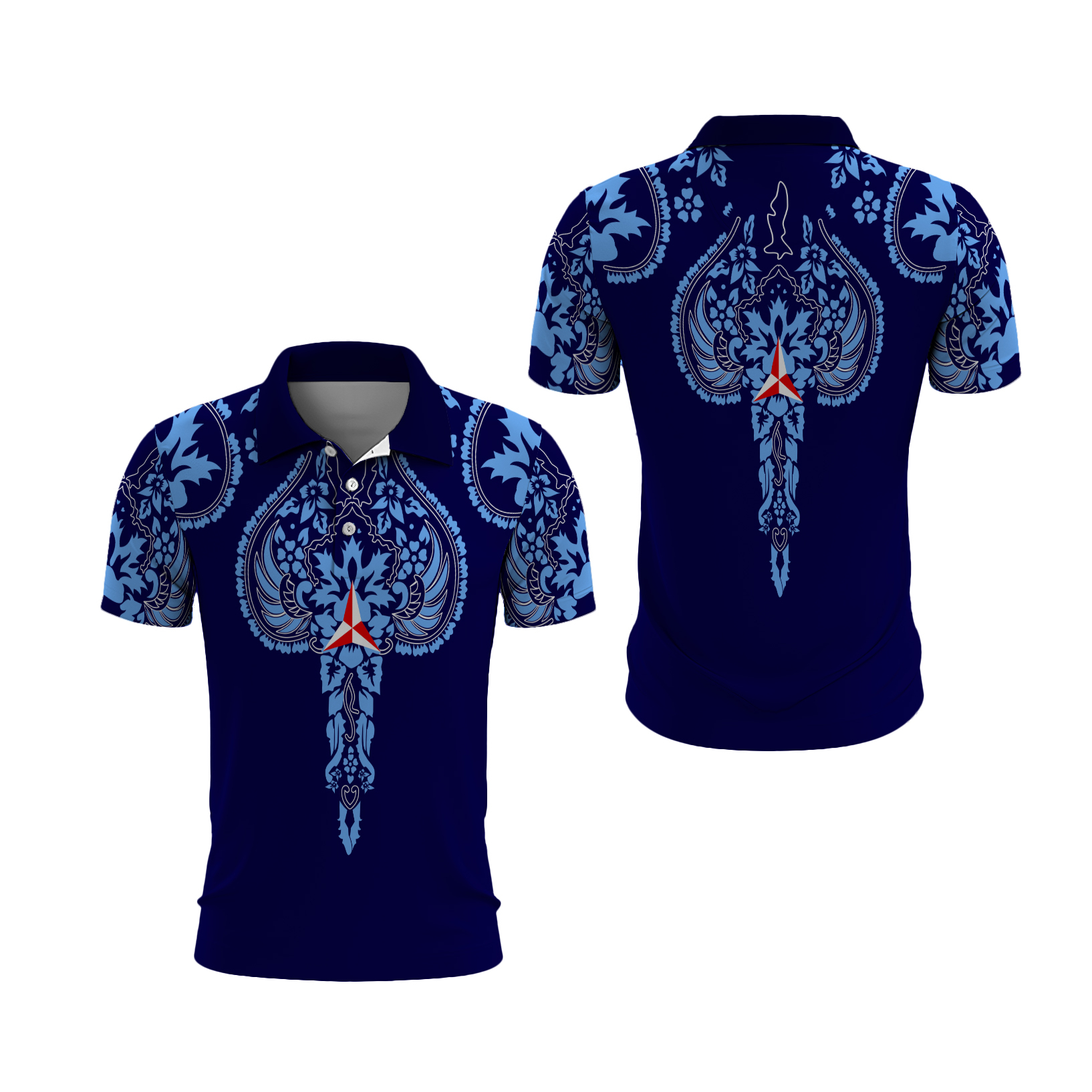 Riashop - Polo Partai Demokrat Batik | Kaos Polo Partai Demokrat Full Print