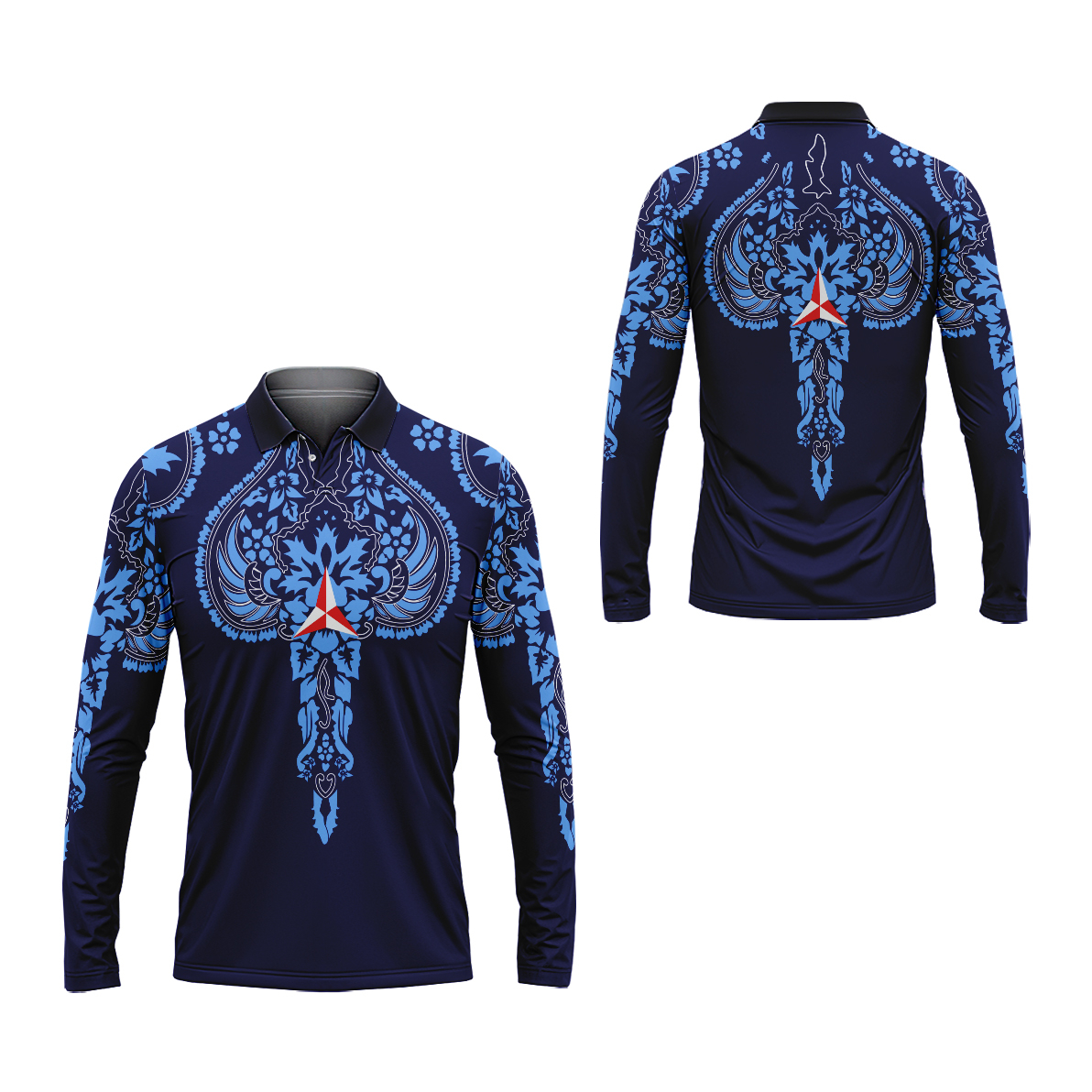 Riashop - Kaos Polo Panjang Partai Demokrat Batik | Partai Demokrat Full Print