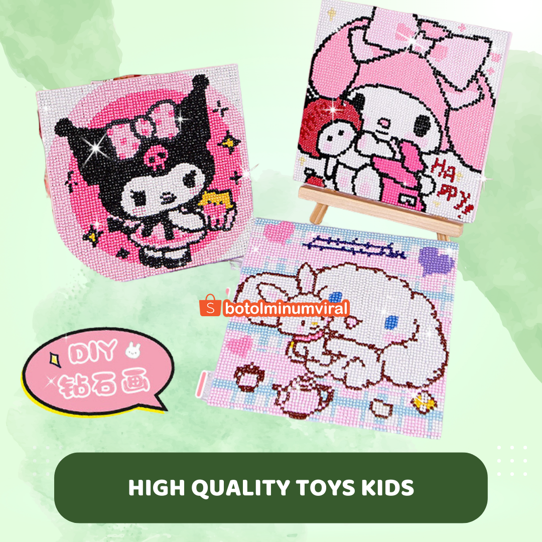 Sticker Diamond Painting DIY Mainan Sparkle Beads Anak Viral Sanrio