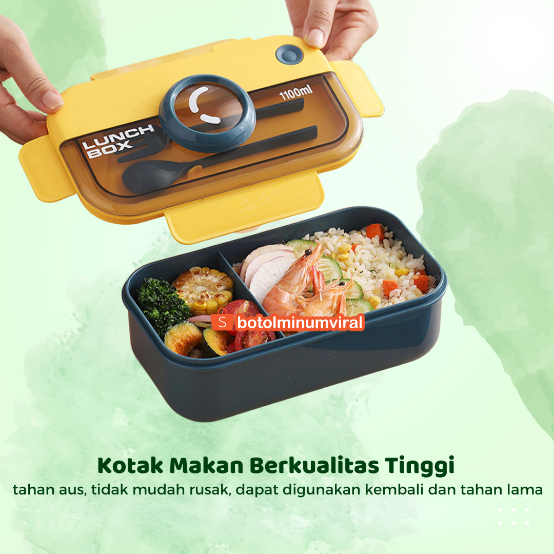 Kotak Bekal Makan Ada Sekat Lunch Box Set 1100 ml Anti Tumpah BPA FREE