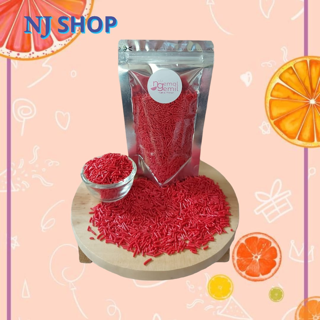 

[Coklat Original] - Meses Pouch Merah Meses Butiran Coklat Sprinkle Topping Donut Kue Bolu Kualitas Premium