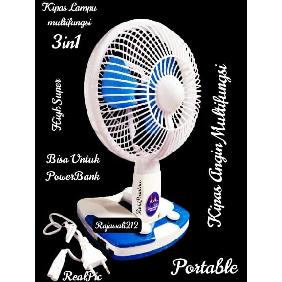 Kipas Angin Emergency Portable 8inch Lampu Emergency LED 24 SMD Kipas Cas Emergency