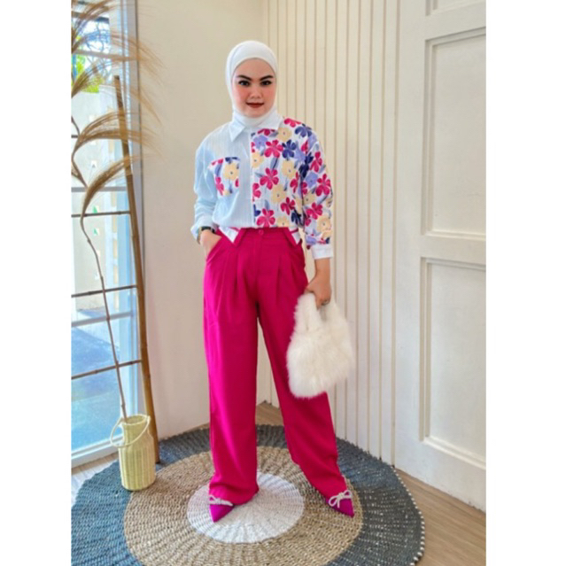 B1778 // B1789 kemeja crincle bunga