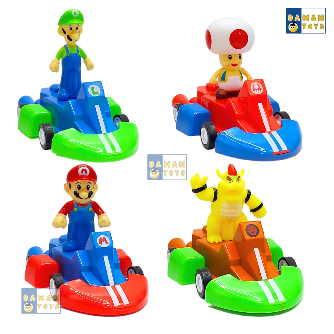 Mainan Mobil Super Mario Kart Luigi Bowser Koopa Donkey Kong  Putri Princess Pull Back