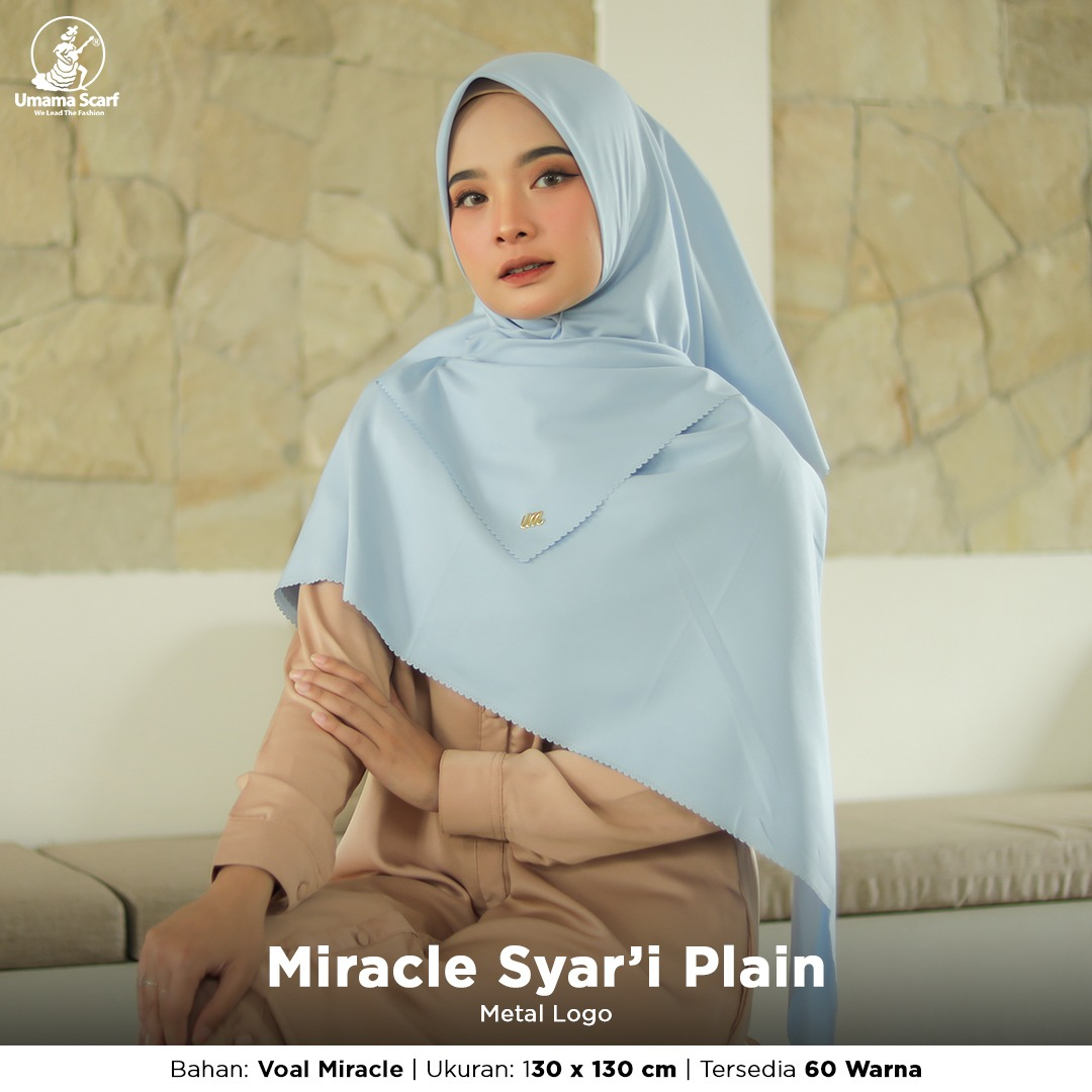 UMAMA HIJAB SEGI EMPAT Voal Miracle Syari Polos Lasercut Dengan Metal Logo