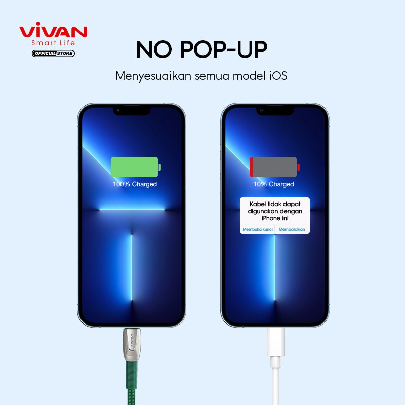 KABEL DATA IPHONE VIVAN BTK LS 2,4A FAST CHARGING 100 CM