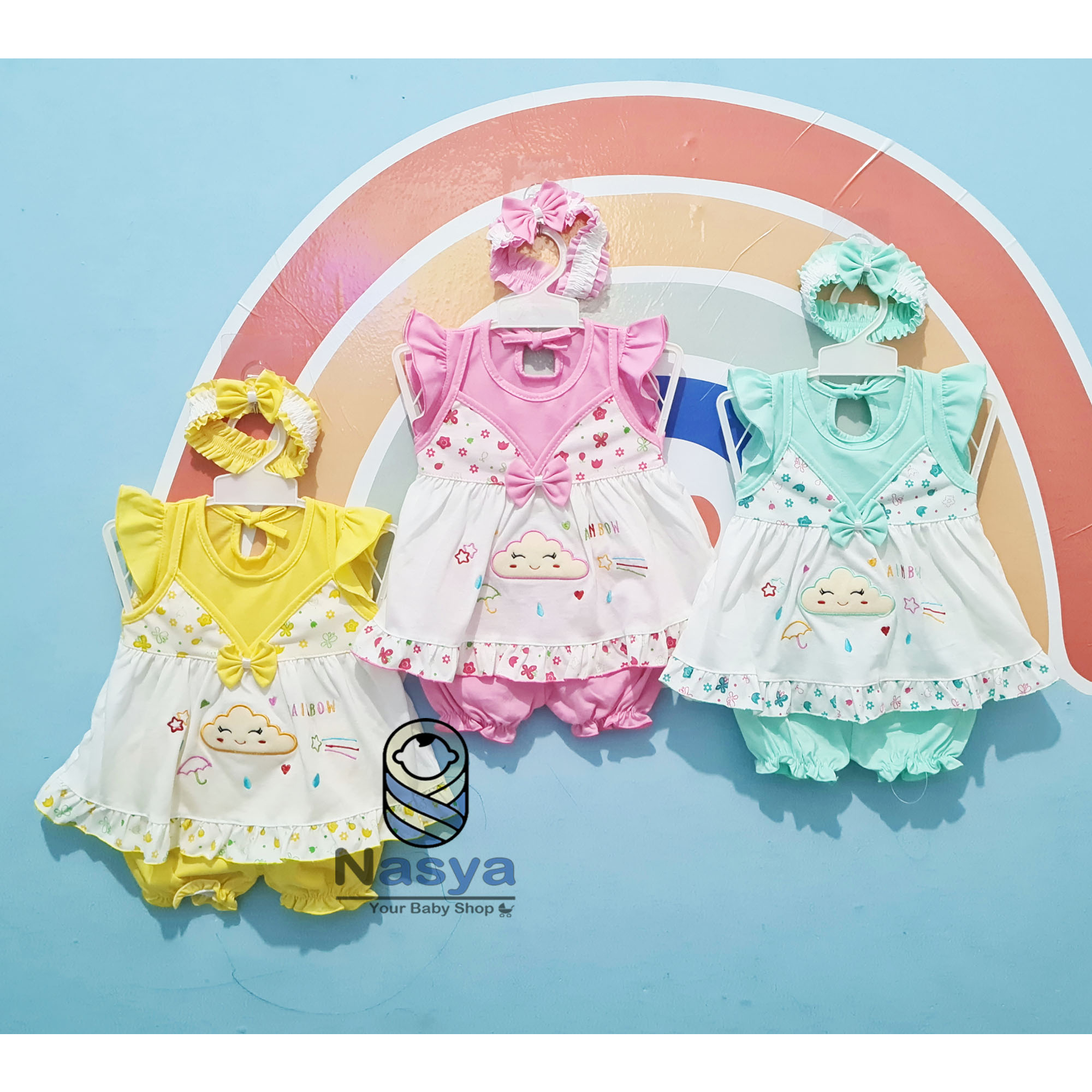 [P-024] Baju Bayi 0-9 m / Dress Bayi Perempuan motif animal (Bonus BANDANA)