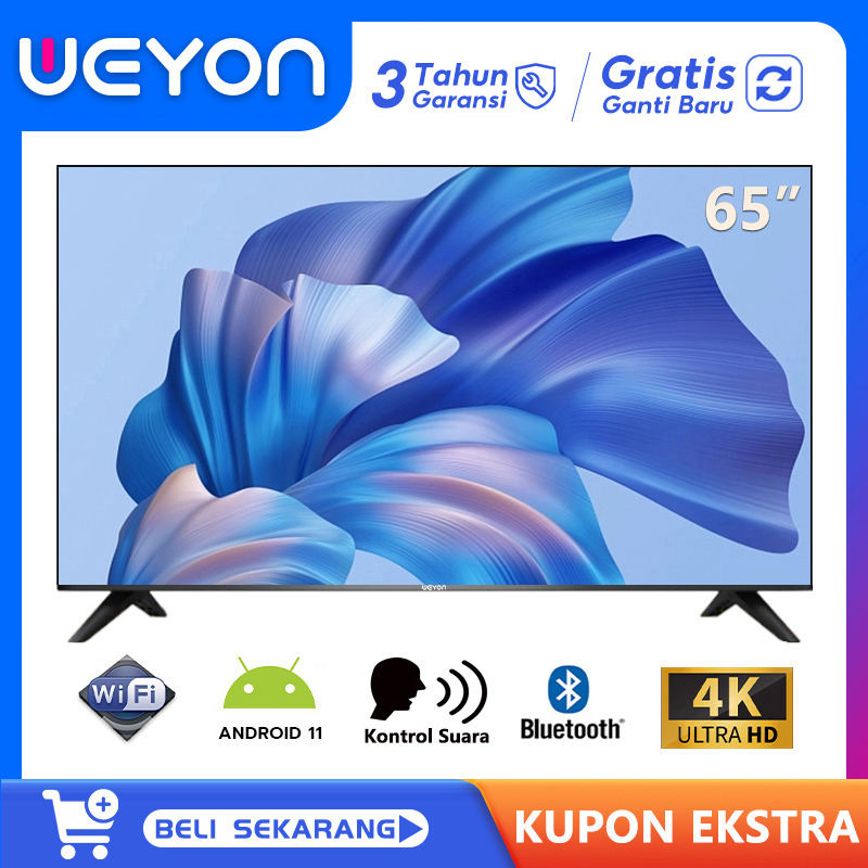 WEYON TV Android 50/55/65 inch TV Smart Digital 4K UHD - Dolby Audio - Android 11.0 - Voice Control - Bluetooth Connectivity