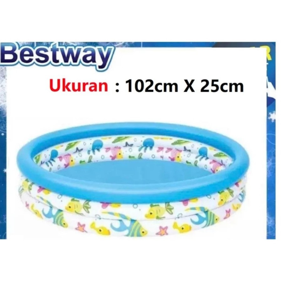 Kolam Karet Bestway Ocean Life 102cm - Kolam Renang Mainan Bayi dan Anak