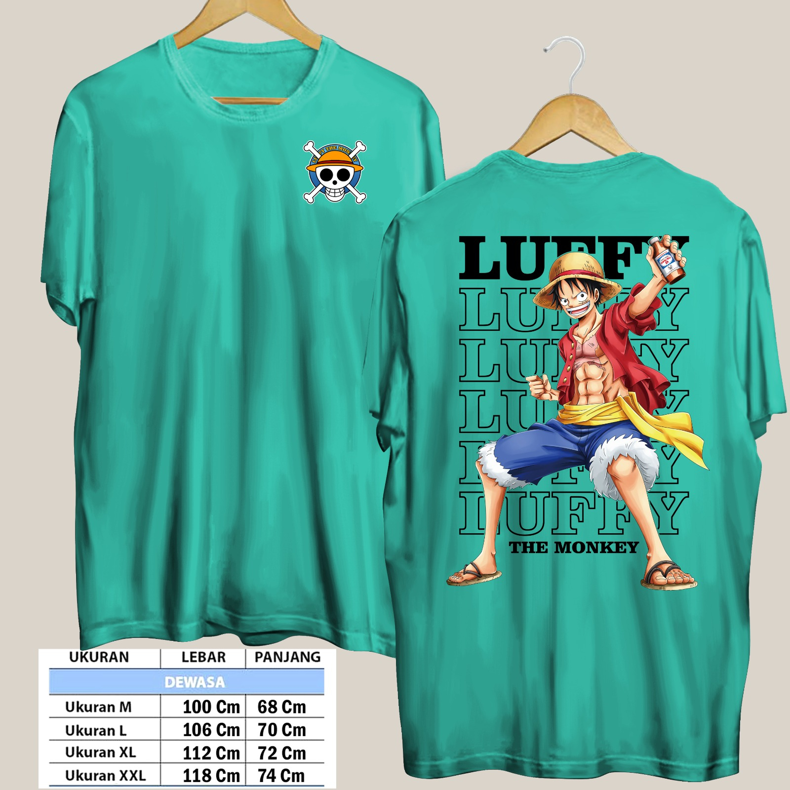 TSHIRT LUFFY THE MONKEY PIRANG CETAK PAKAI MESIN DTF (Digital Transfer Filem) KAOS DISTRO BAJU PRIA WANITA ATASAN SHIRT T-SHIRT Tangan Pendek