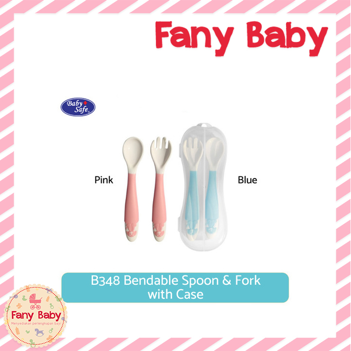 BABY SAFE SPOON &amp; FORK / B348 [ PINK ]