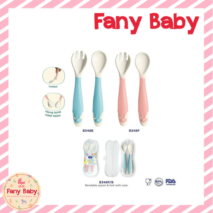 BABY SAFE SPOON &amp; FORK / B348 [ PINK ]