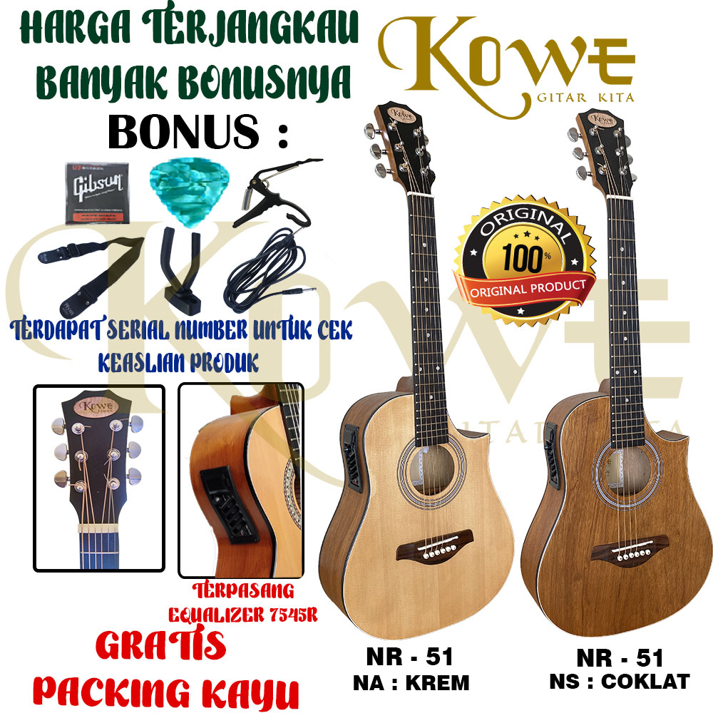 Gitar Akustik Elektrik 7545R KOWE Seri NR 51 Ns Ukuran 3/4 ORIGINAL