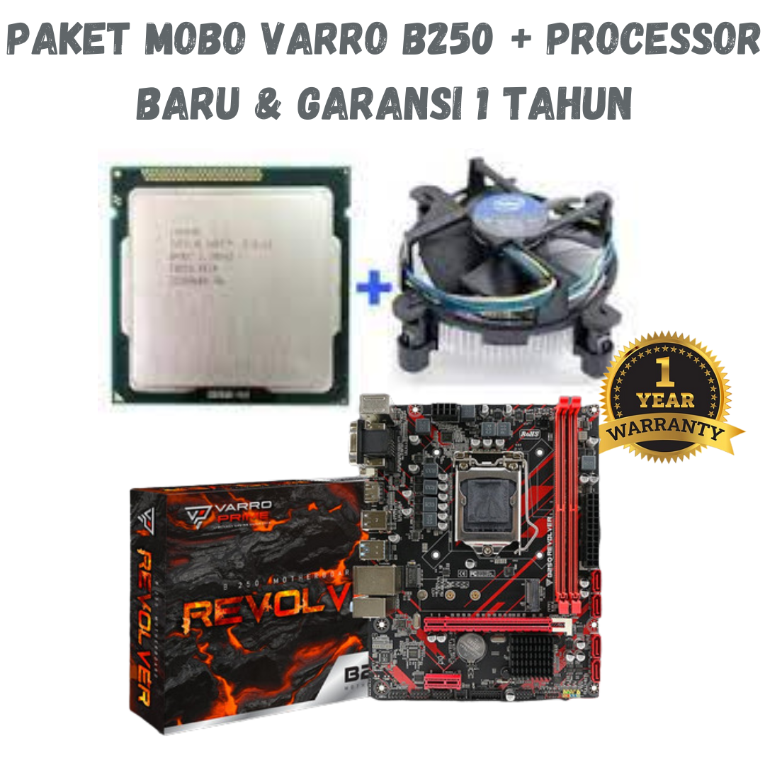 PAKET MOBO MOTHERBOARD VARRO B250 INTEL i3 6100 + FAN PROCESSOR