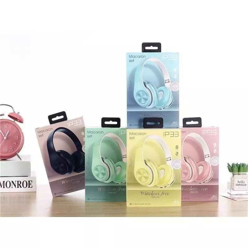 Headphone Bando Bluetooth Macaron P33 Headset Bando Wireless P33 Earphone Bando Bluetooth P33