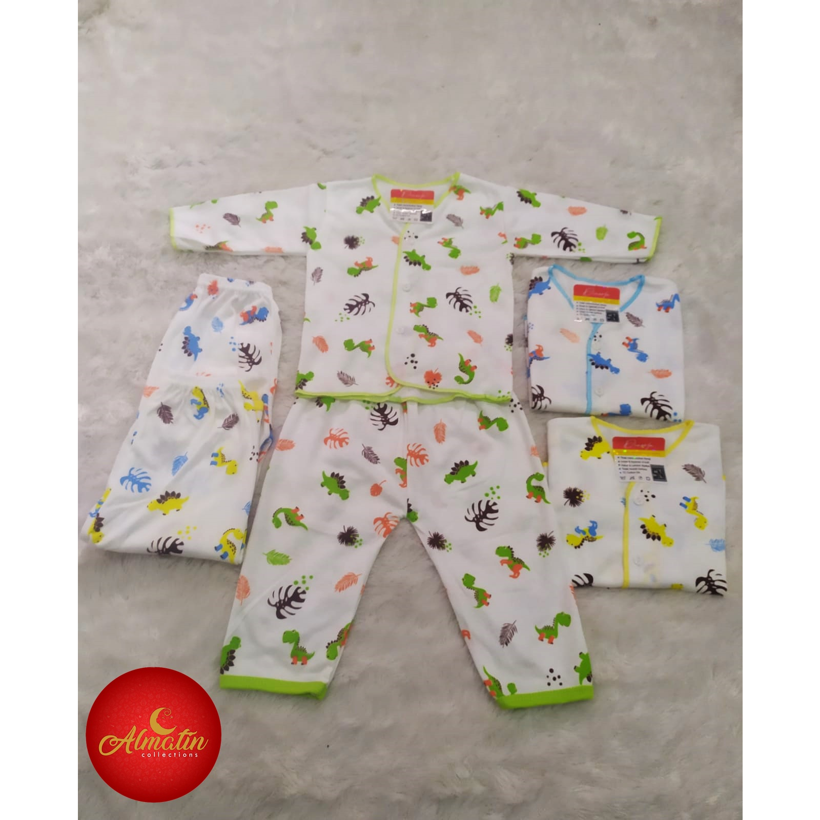 3 Stel Setelan Baju Bayi Piyama Bayi Panjang / Baju Newborn Panjang Kancing Depan