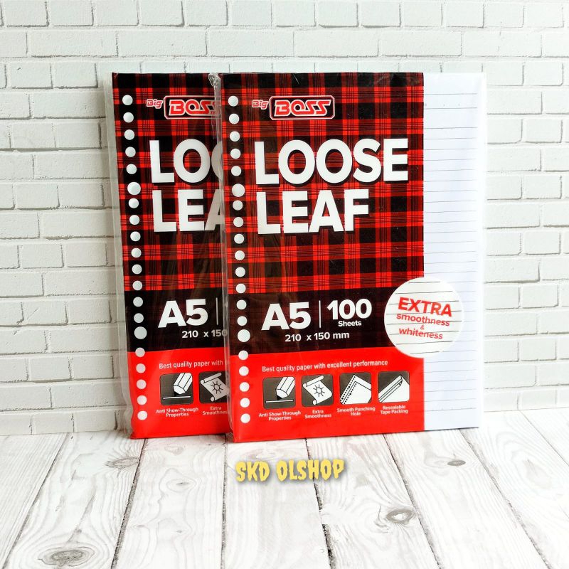 

LOOSE LEAF BIGBOSS A5 100 LEMBAR/ ISI BINDER A5 (ISI 100 LEMBAR) Bergaris