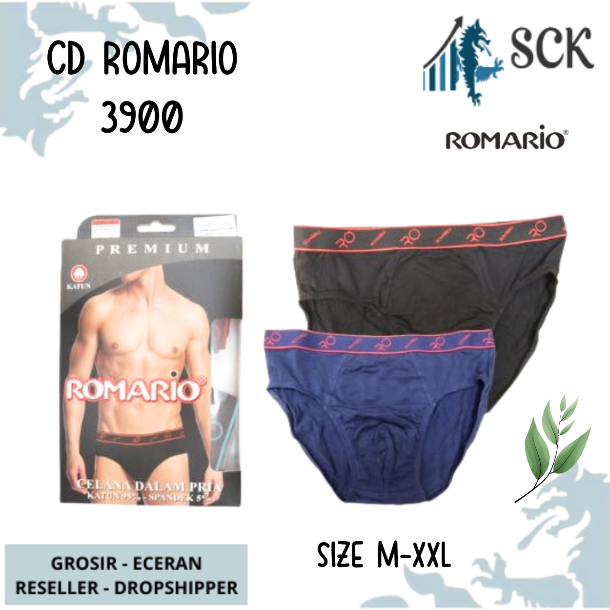 [ISI 1] CD Pria ROMARIO 3900 Bahan Katun Premium / Celana Dalam Pria Boxer