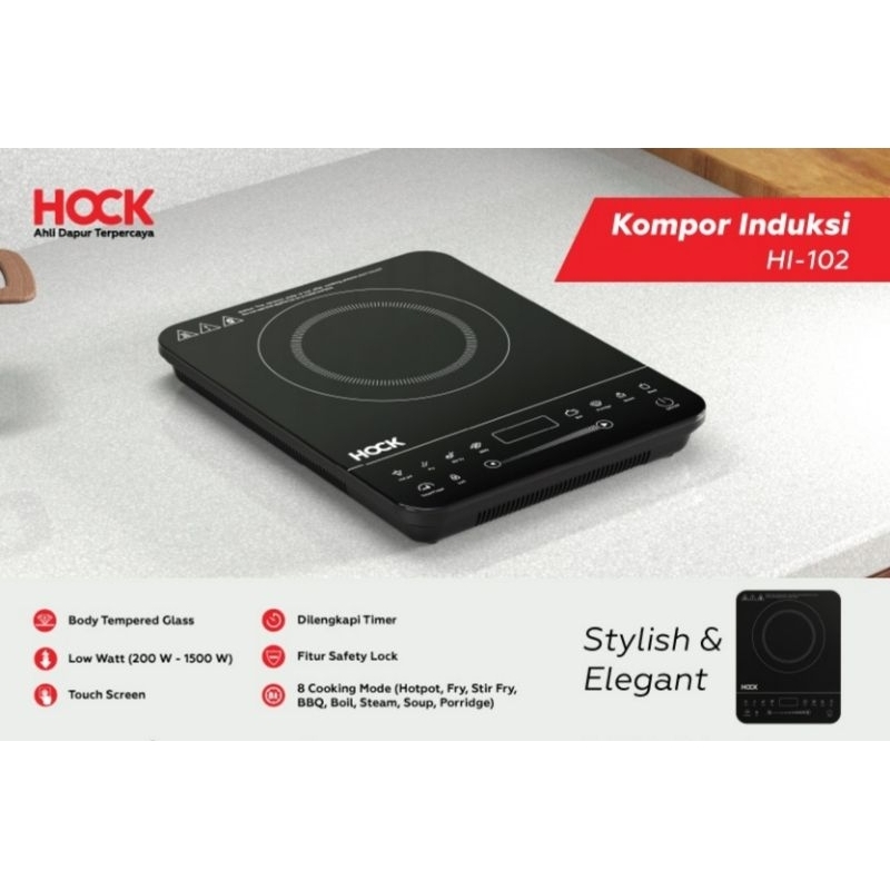 HOCK Kompor Induksi Portable HI-102 Low Watt Touch Screen 1500W