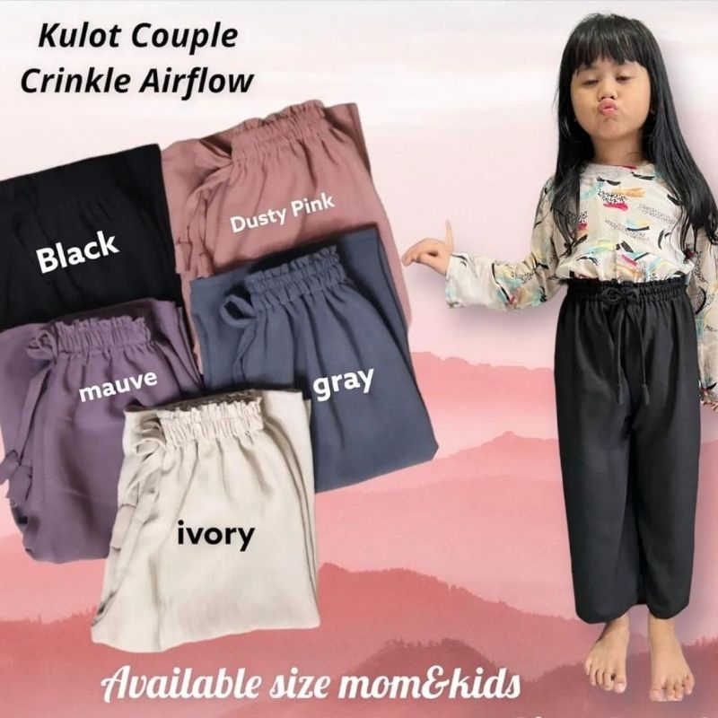 KULOT CRINGKLE ANAK PEREMPUAN 4-17 TAHUN //CELANA KULOT CRINGKLE PREMIUM ANAK PEREMPUAN TALI SERUT/UKURAN M L XL XXL/