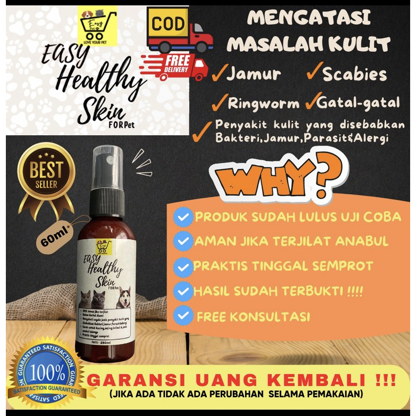 ELOPE Easy Healthy Skin Obat Penyakit Kulit Jamur Ringworm Scabies Kucing Anjing Anabul