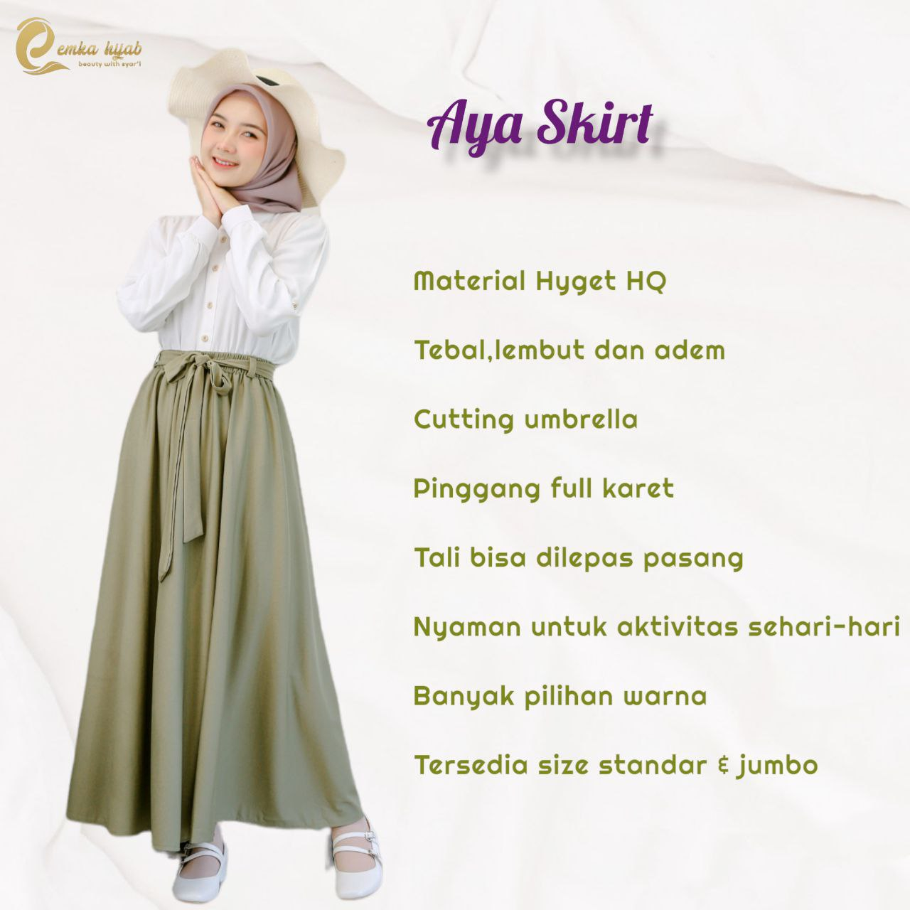 AfsheenaStore Aya Skirt by Emkahijab/Rok Wanita