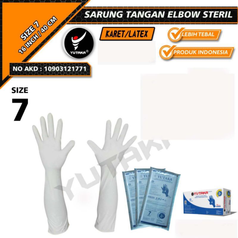 SARUNG TANGAN Elbow OBGYN GYNECOLOG steril Size 7,0 isi 10 psg