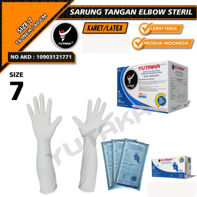 SARUNG TANGAN Elbow OBGYN GYNECOLOG steril Size 7,0 isi 10 psg