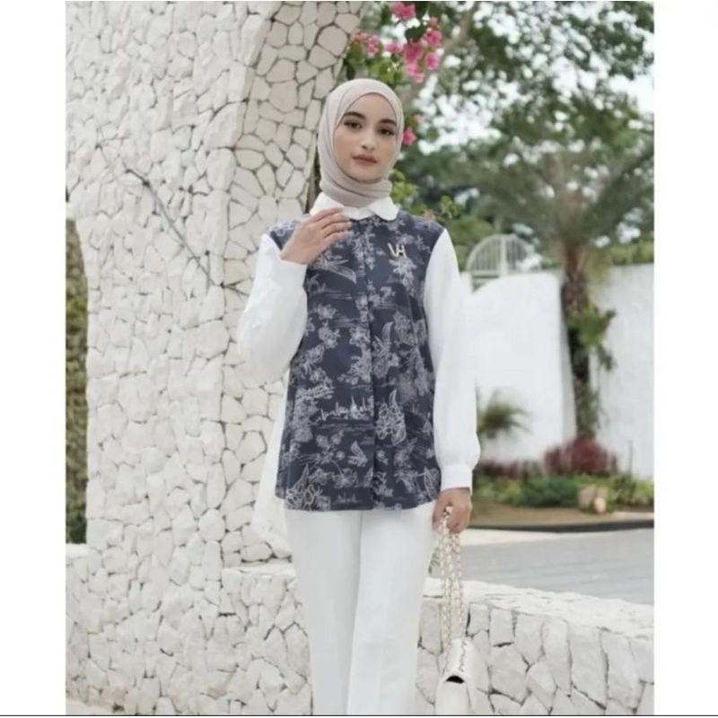 Vanilla Hijab - TDJ BLOOM SHIRT - CLASSIC BLUE bisa nego FREE HIJAB