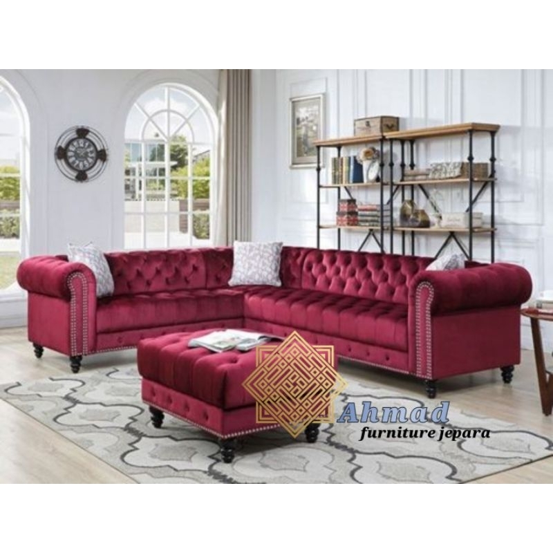 SOFA TAMU MODEL SUDUT SOFA CHESTERFIELD