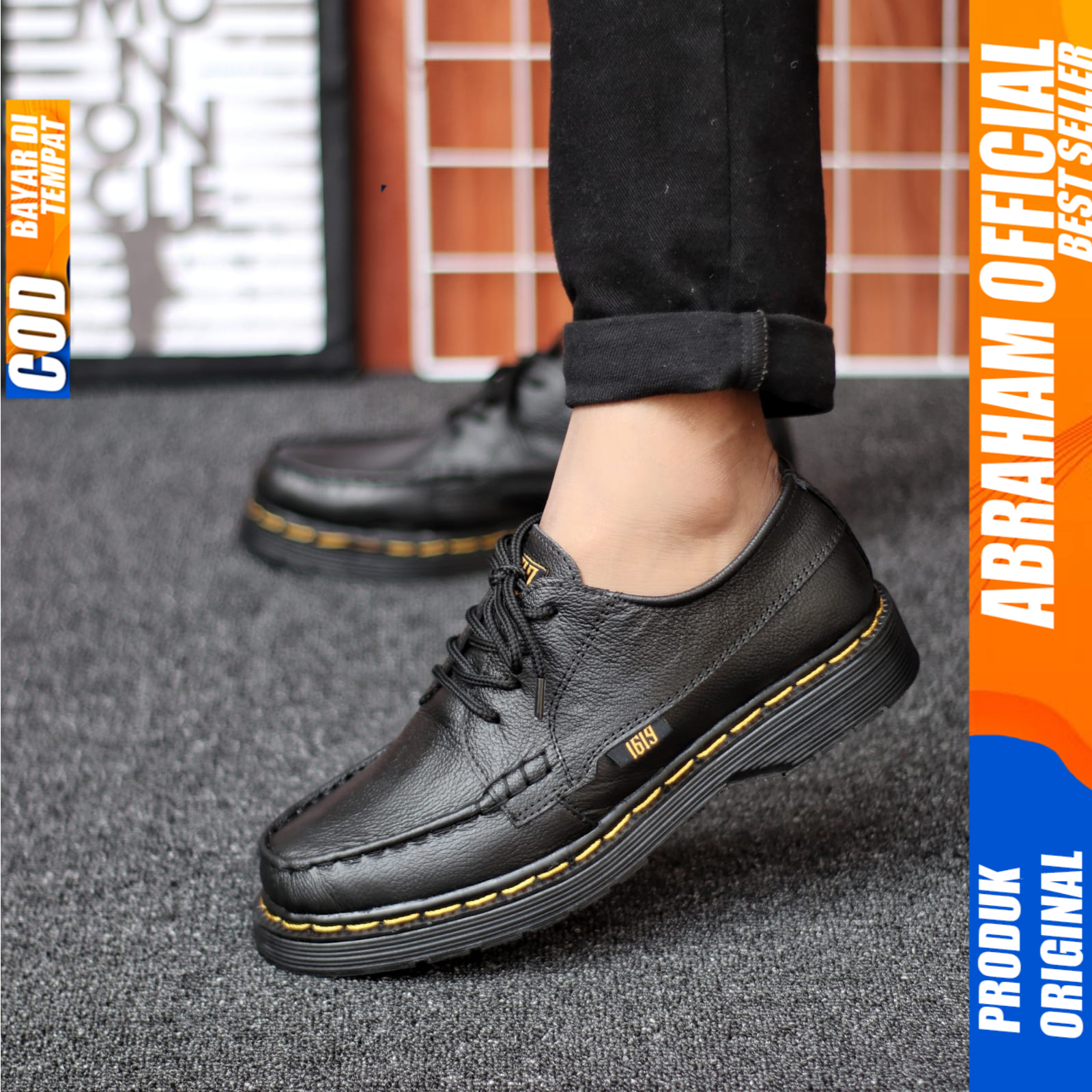 Sepatu Formal Pria Docmart Pantofel Casual Kulit Asli Pria Kerja Hitam