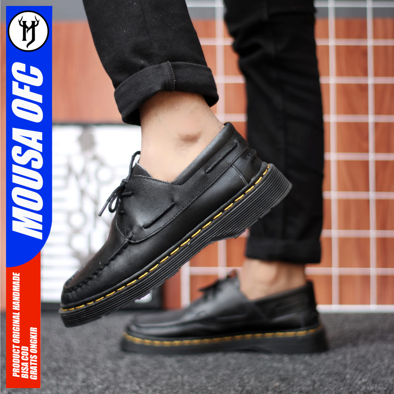 MOUSA Sepatu Boots Docmart Pantofel Formal Kulit Asli Kerja Pria Baltir