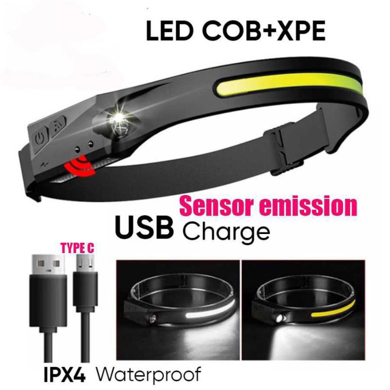 LAMPU SENTER KEPALA / HEADLAMP USB LED SENSOR