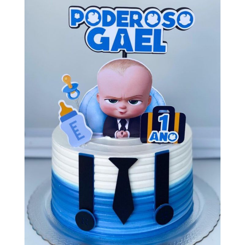 Topper cake FREE nama tema Baby boss / baner kue ultah