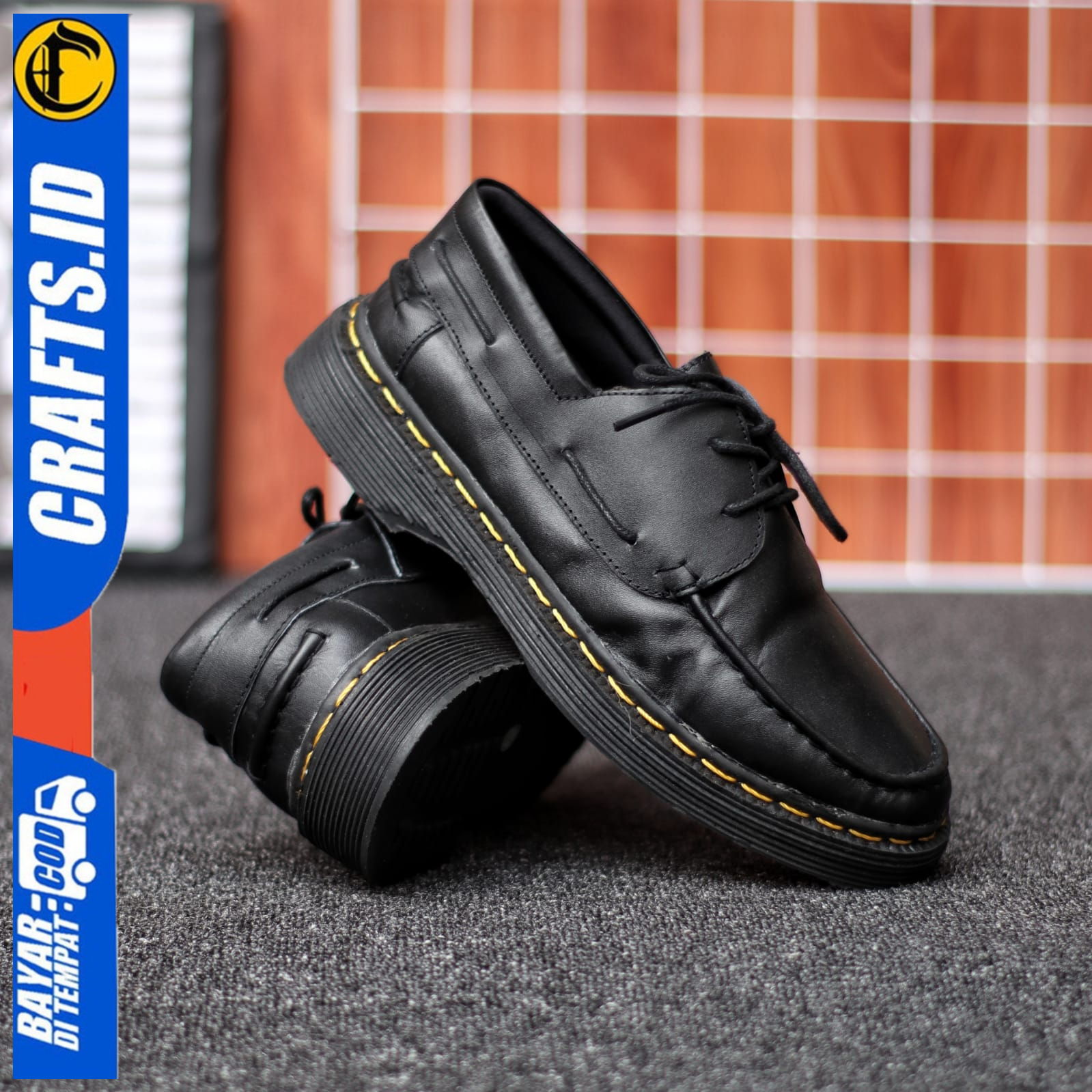 Sepatu Pria Pantofel Low Boots Formal Hitam Docmart Kerja Crafs Baltir