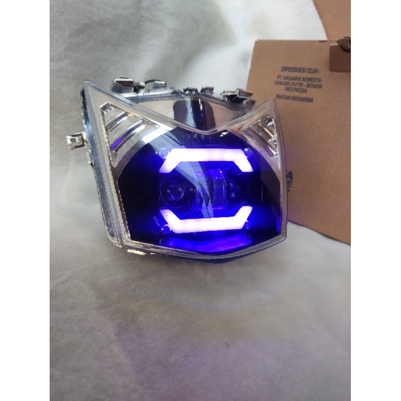 REFLEKTOR LAMPU DEPAN BEAT FI LAMPU DAYMAKER BEAT FI 2013 ALIS BIRU 2 LENSA