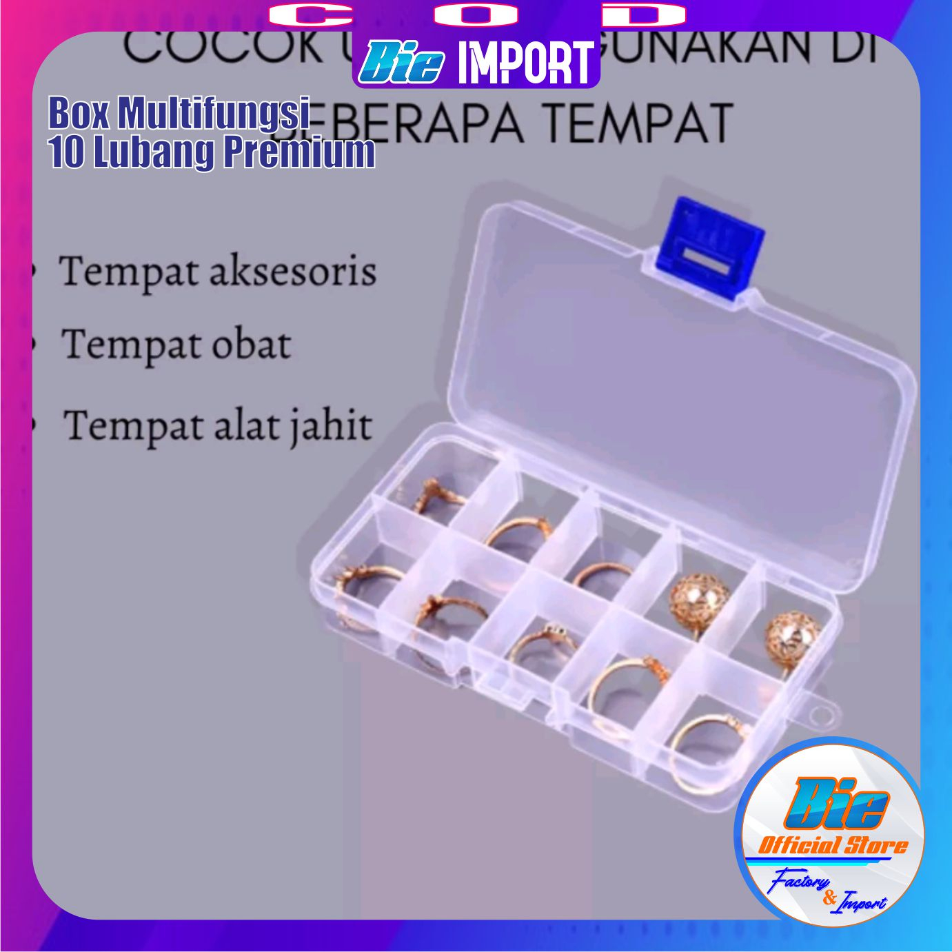 Box Serbaguna 10 Kotak Sekat Lubang Portable Impor Best Seller