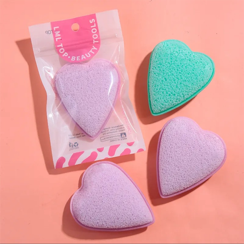 Spon Pembersih Wajah bentuk Love Hati - Konjac Sponge - Natural Facial Sponge - Pembersih Muka - Pembersih Pori Pori