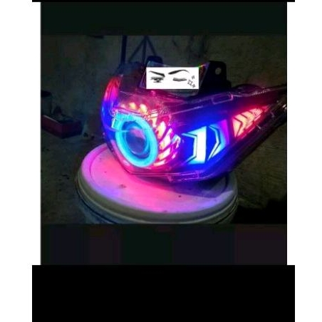 reflektor lampu depan beat led custom proji dan led running