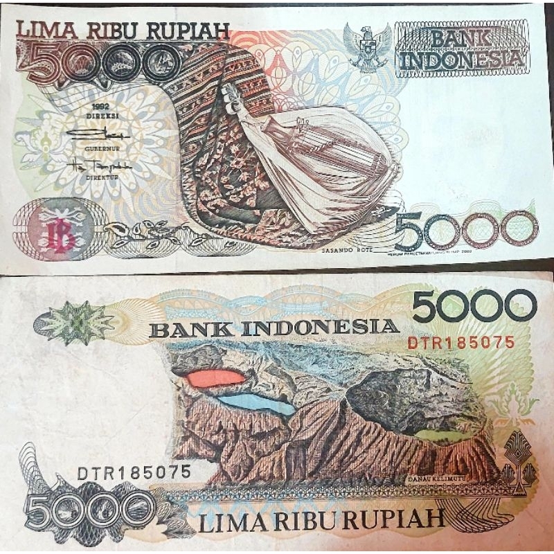 Uang Kertas lama Pecahan Rp 5000 Tahun 1992